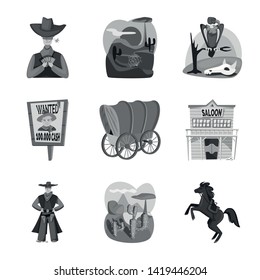 Vector design of ranch and farm logo. Collection of ranch and history stock symbol for web.