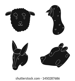 Vector design of ranch and organic symbol. Collection of ranch and head vector icon for stock.