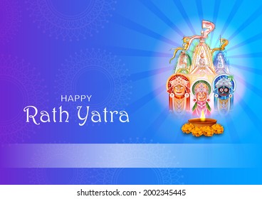Vektordesign von Ratha Yatra von Lord Jagannath, Balabhadra und Subhadra auf Chariot