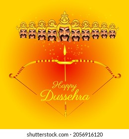 Vector design of Ravana on India festival Happy Dussehra background