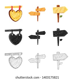 Vector design of raw  and forest  sign. Collection of raw  and hardwood vector icon for stock.