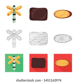 Vector design of raw and forest sign. Collection of raw and hardwood stock symbol for web.
