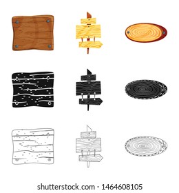 Vector design of raw and forest symbol. Set of raw and hardwood stock vector illustration.