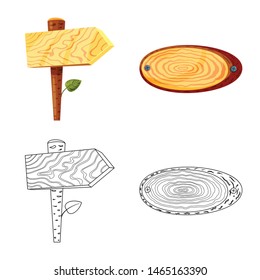 Vector design of raw and forest symbol. Collection of raw and hardwood stock vector illustration.