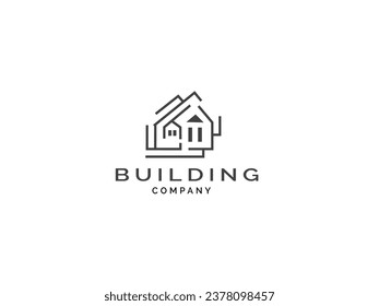 Vector design Real estate logo Modern style. House Construction Architecture Building apartment vector logo template. home icons line art isolated on white background.