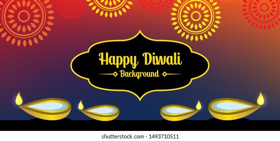 Vector design with realistic oil lights on a red background for Diwali Festival celebrations.