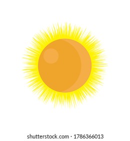 Vector design of realistic sun icons for weather design. Illustrated sunshine symbol