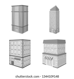 Vector design of realty and modern sign. Collection of realty and building stock symbol for web.