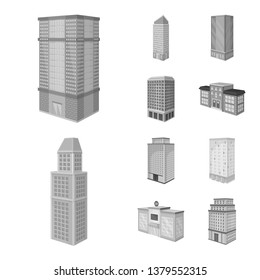 Vector design of realty and modern sign. Set of realty and building stock vector illustration.
