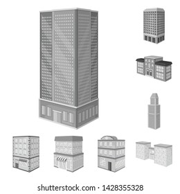 Vector design of realty and modern sign. Collection of realty and building stock symbol for web.