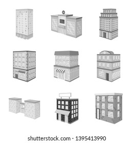 Vector design of realty and modern symbol. Collection of realty and building stock vector illustration.