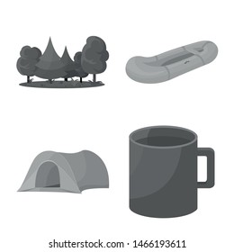 Vector design of recreation and park sign. Set of recreation and excursions stock vector illustration.