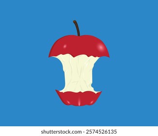 vector design of a red apple that has been half eaten at the edge