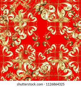Vector design. Red, beige and brown ornamental, floral seamless pattern. Vintage. Traditional, Ethnic, Turkish, Indian motifs. Great for fabric and textile, wallpaper, packaging or any desired idea.