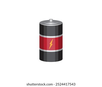 vector design of a red and black cube-shaped battery which is useful for increasing the energy or power of an electronic object