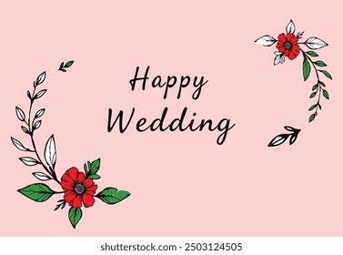 A Vector Design of Red Blooms and Lush Foliage