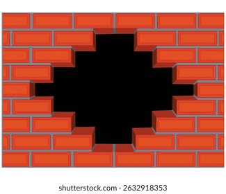 vector design of a red brick arrangement with a hole in the middle forming a symmetrical pattern