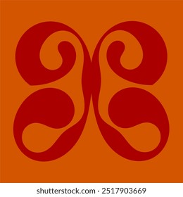 Vector design of red butterfly wings on an orange background