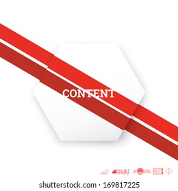 Vector design. Red carmine fierce edition of a minimal scalable abstract geometric hexagon shape textbox with an artistic background. Layout element for web, brochure, presentation or infographics. 