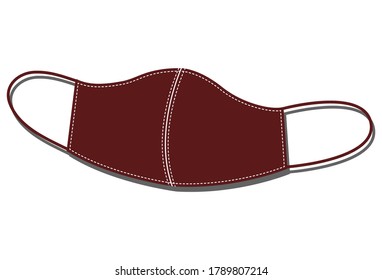 Vector design of red cloth face mask for protect virus on white background. 
