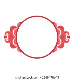 Vector Design of a Red Flower Circle Frame with a Natural Theme