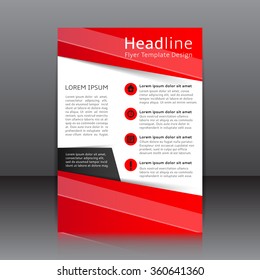 Vector design of the red flyer, cover, brochure, poster, report with place for text. Vector template for your business in A4 size.