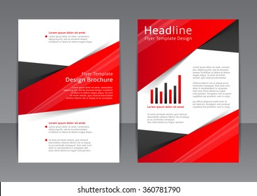 Vector design of the red flyer, cover, brochure, poster, report with black elements. Vector template for your business in A4 size.