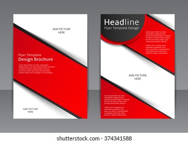 Vector design of the red flyer, cover, brochure, poster, report with black elements. Vector template for your business in A4 size.