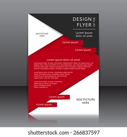 Vector Design Of The Red Flyer Whit Black Elements And Place For Pictures. It Is A Poster Template For Your Business.