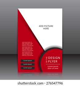 Vector design of the red flyer whit place for pictures and black elements. It is a poster template for your business.