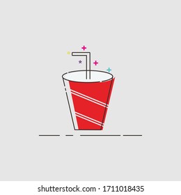vector design of red glass flasks and straws