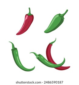 Diseño de Vector de la verdura roja verde picante picante picante de pimienta