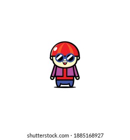 Vector design of red haired male mascot with glasses