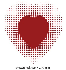 vector design of red heart on spotted background