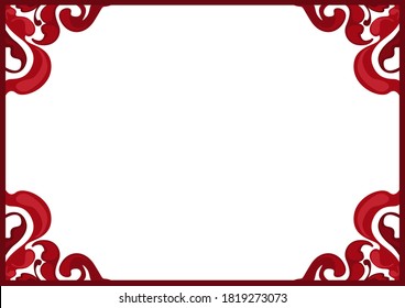 Vector Design of a Red Leaf Ornament Box Frame with Nature Theme