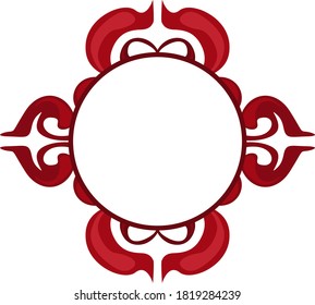 Vector Design of a Red Leaf Ornament Circle Frame with Nature Theme