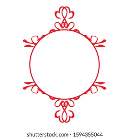 Vector Design of a Red Love Ornament Circle Frame with a Love Theme