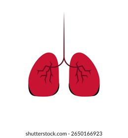 Diseño del Vector, un símbolo rojo del pulmón en un fondo blanco