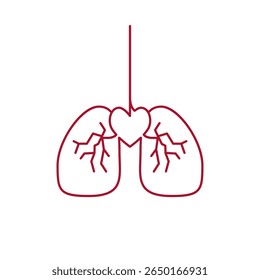 vector design, a red lung symbol on a white background