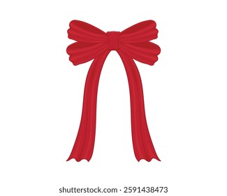 vector design of a red ribbon which is usually used as decoration on several objects such as gifts or cloth or on clothes and so on