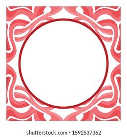 Vector Design of a Red Rope Ornament Circle Frame with a Line Theme