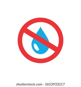 Diseño de Vector de signo rojo prohibido de estar expuesto al agua, mojado, gotas de agua.