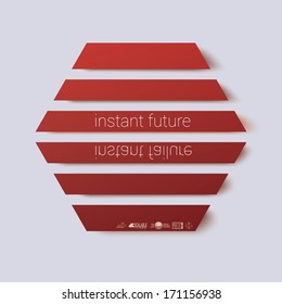 Vector design. Red straight lines cut edition of a hexagon shape banner or textbox Abstract minimal geometric 3d eps10 origami illustration for web, brochure, print, infographics or other medium. 
