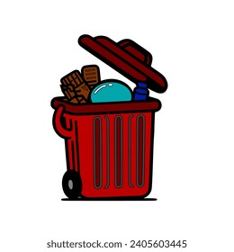 Vector design of a red trash can 