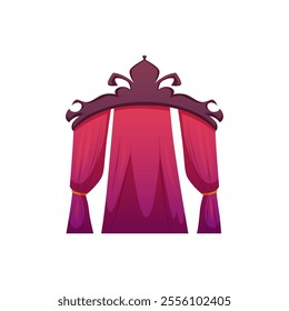 Vector design of red velvet curtains inspired by medieval architecture. Gothic elegance with ornate details and spectacular drapery for the hall of an ancient castle.