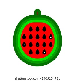Vector design of a red watermelon, happy watermelon 