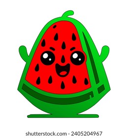 Vector design of a red watermelon, happy watermelon 