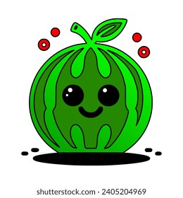 Vector design of a red watermelon, happy watermelon 