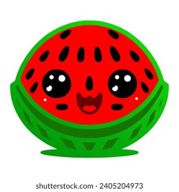 Vector design of a red watermelon, happy watermelon 