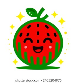 Vector design of a red watermelon, happy watermelon 